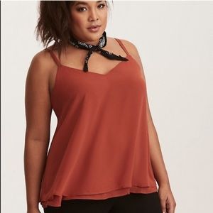 Torrid Rust Chiffon Double Layer Tank size 0x NWT